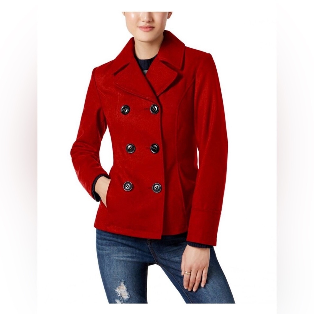 NWT- NWT Celebrity Pink Red Jacket Medium Women's Red Double-Breasted Peacoat